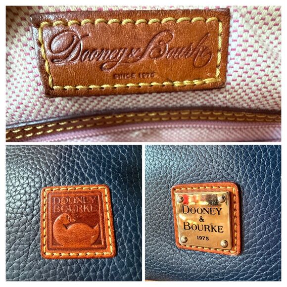 Vintage Dooney & Bourke Wexford Pebbled Leather Shoulder Hobo Bag โ Navy Tan - Picture 10 of 12